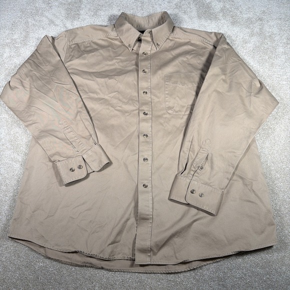 Ariat Long Sleeve Button Up Shirt Mens 2XL Tan Cotton Cowboy Western - Picture 2 of 8